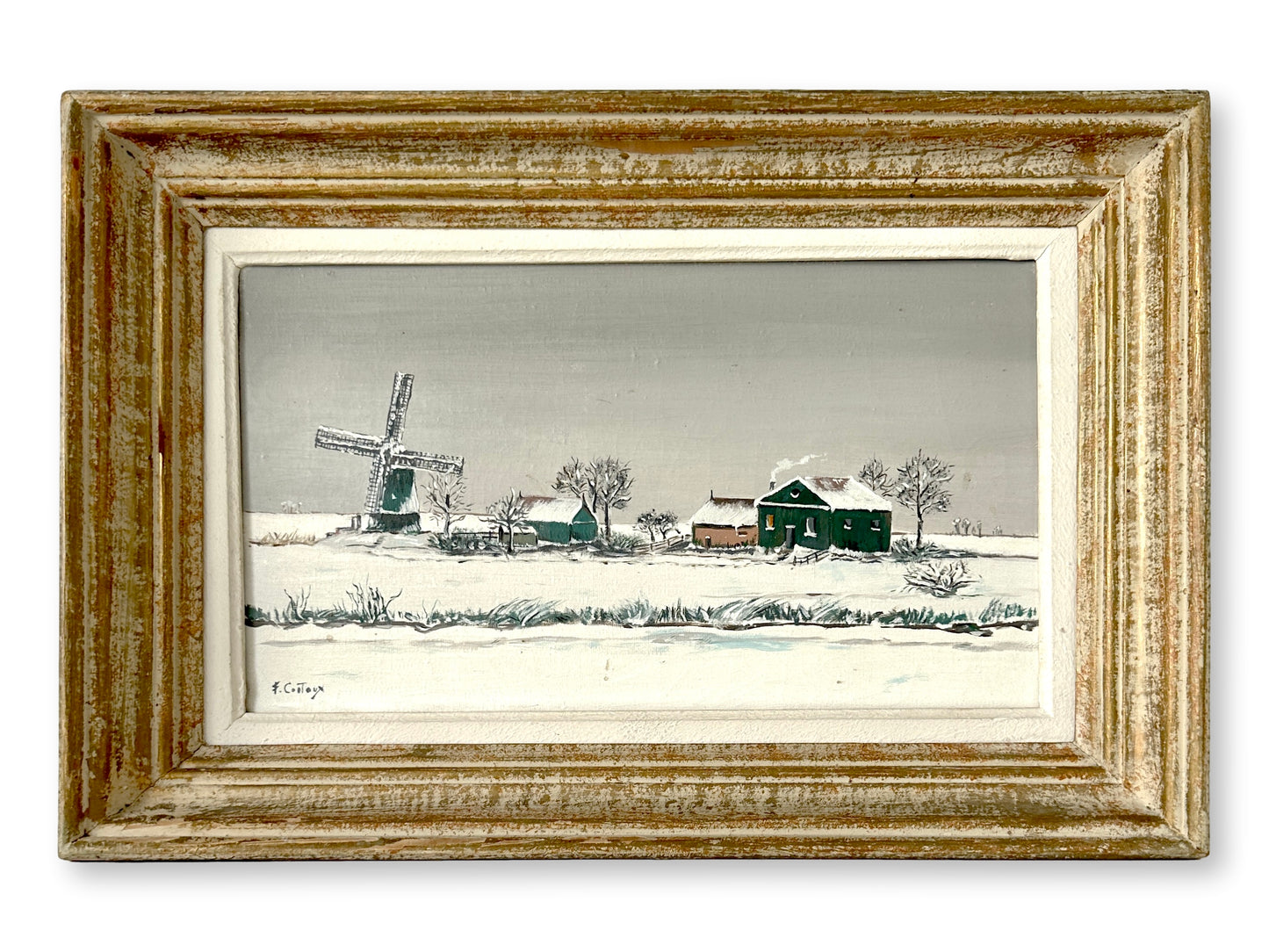 1971 Dutch Snow Scene Oil on Canvas