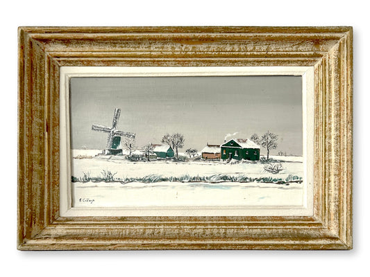 1971  Dutch Snow Scene Oil on Canvas