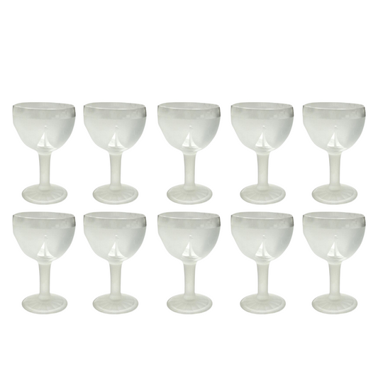 Vintage Frosted Sailboat Glasses, Set of 10
