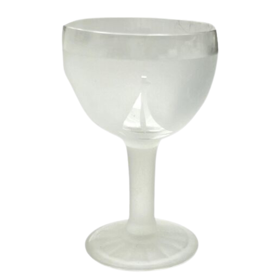 Vintage Frosted Sailboat Glasses, Set of 10