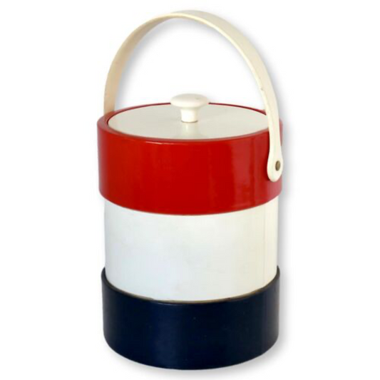 Midcentury Patent Leather French Flag Ice Bucket