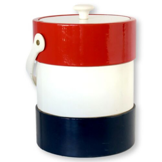 Midcentury Patent Leather French Flag Ice Bucket