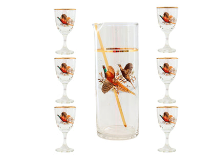 Midcentury English Pheasant Cocktail Set