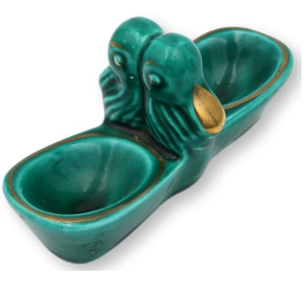 1930s French Majolica Duck Serving Set