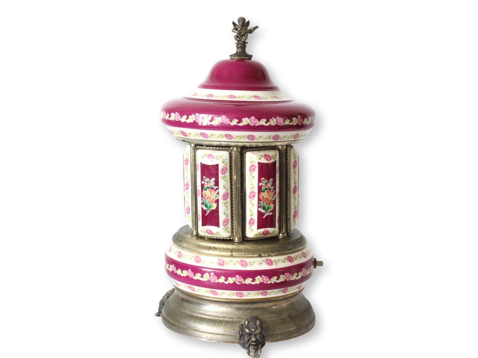 Rare Reuge Porcelain Musical Carousel Cigarette Dispenser