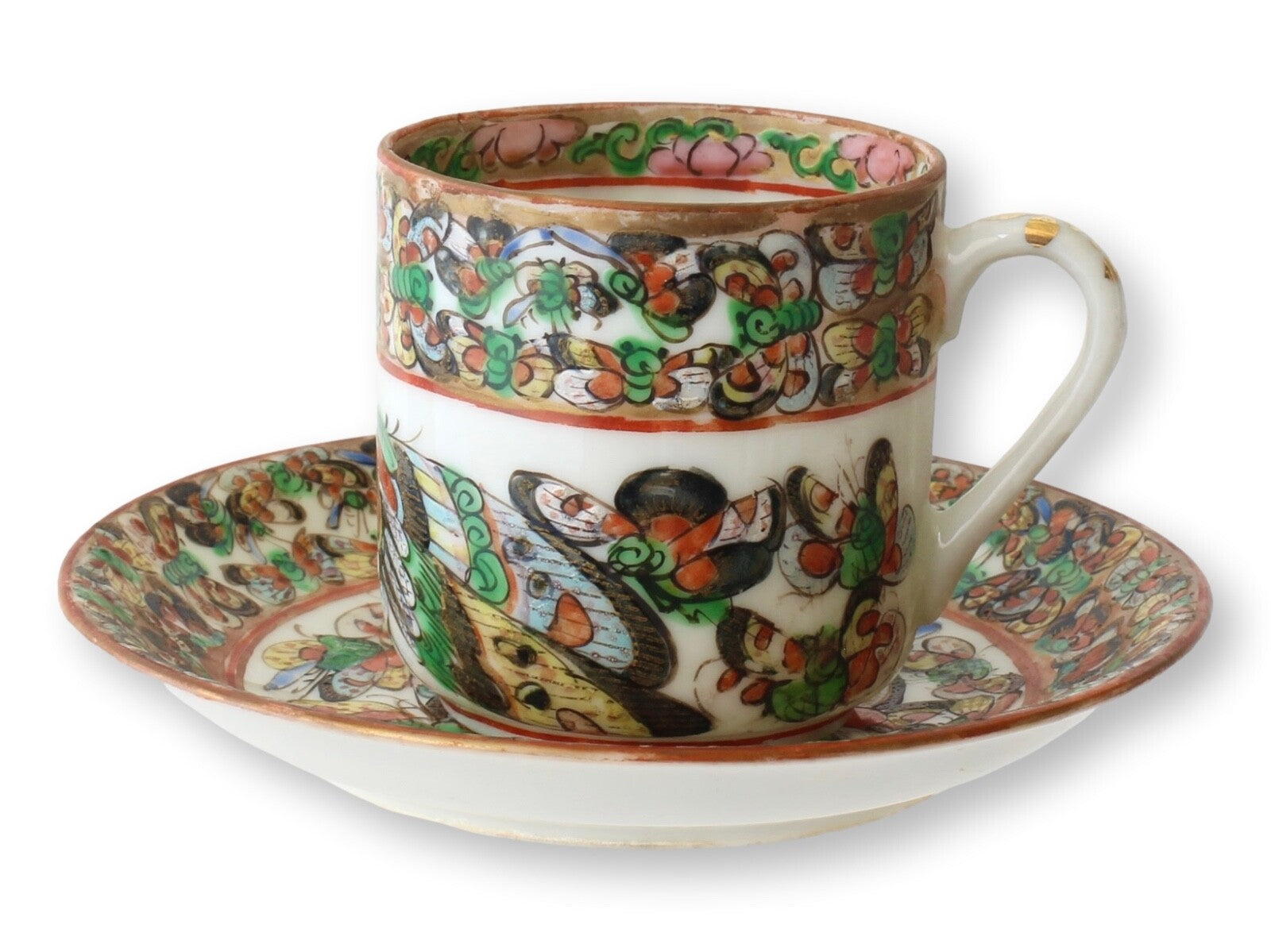 Chinese Export Thousand Butterfly Espresso Set, Service for 12