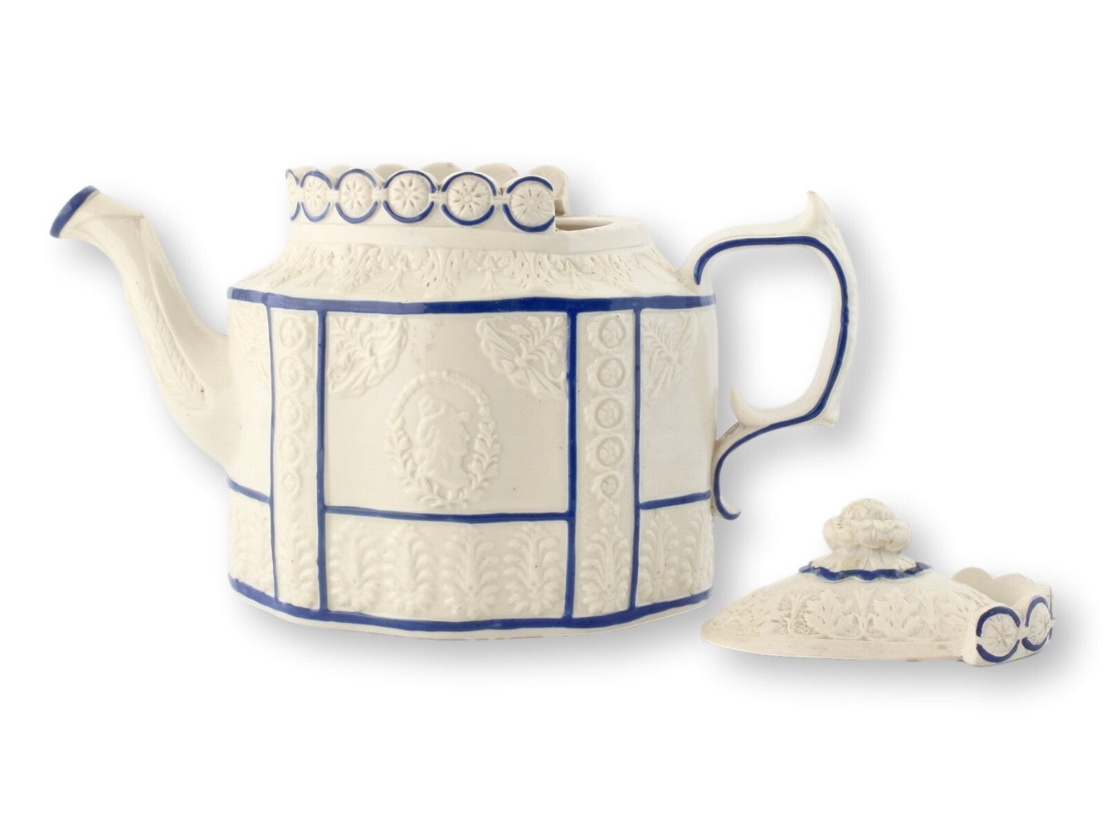 Rare C. 1800 Castleford Teapot w/ American Eagle, Feldspathic Stoneware