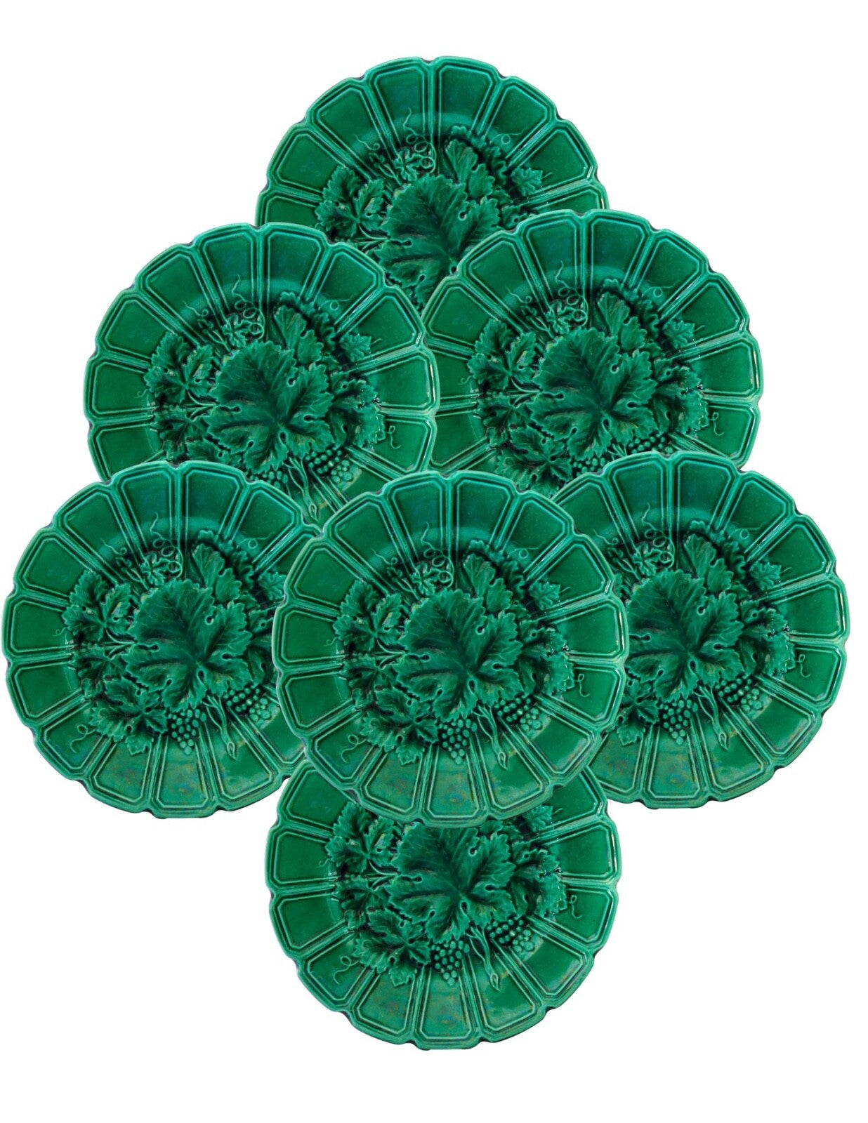 C.1880s Sarreguemines Majolica Plates, Set of 7