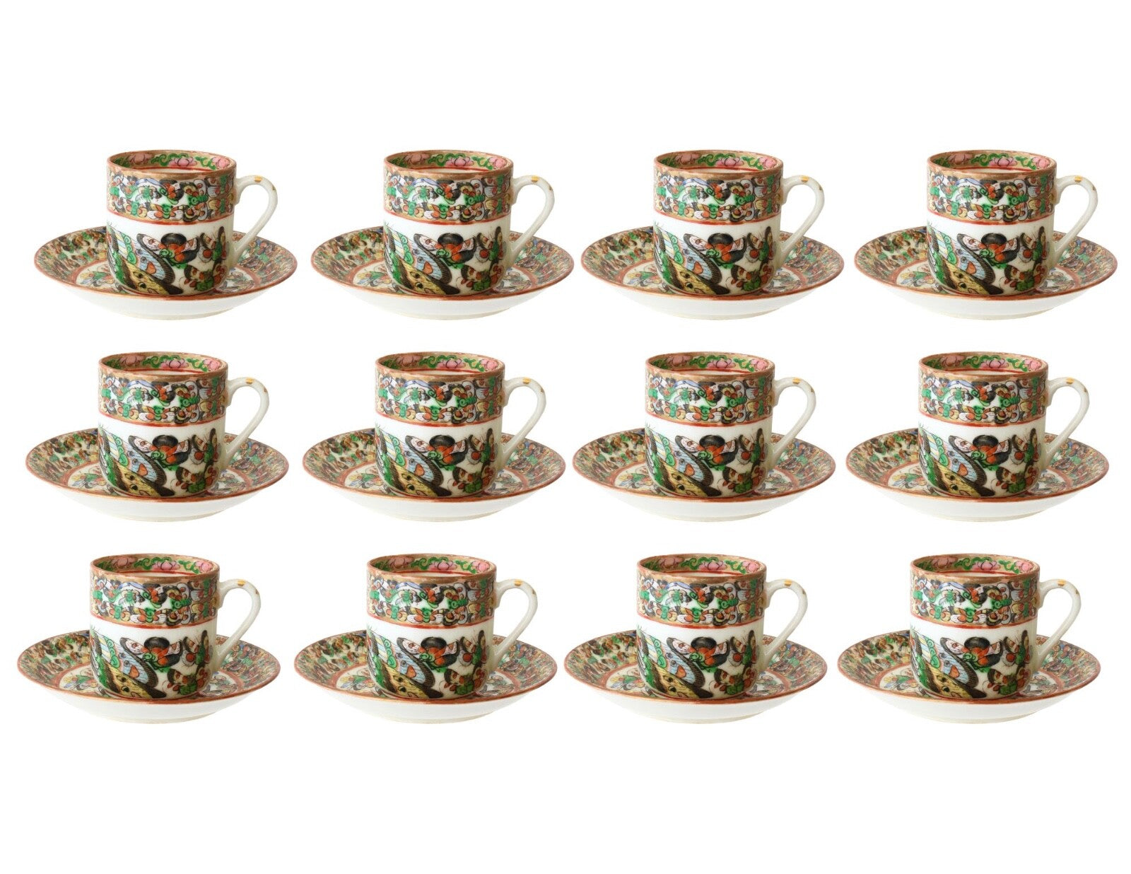 Chinese Export Thousand Butterfly Espresso Set, Service for 12
