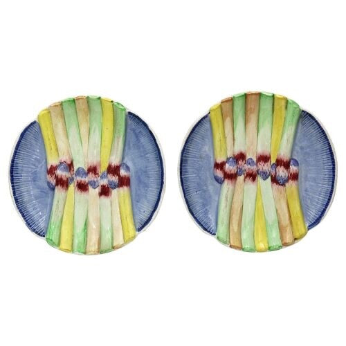 Midcentury French Majolica Asparagus Plates