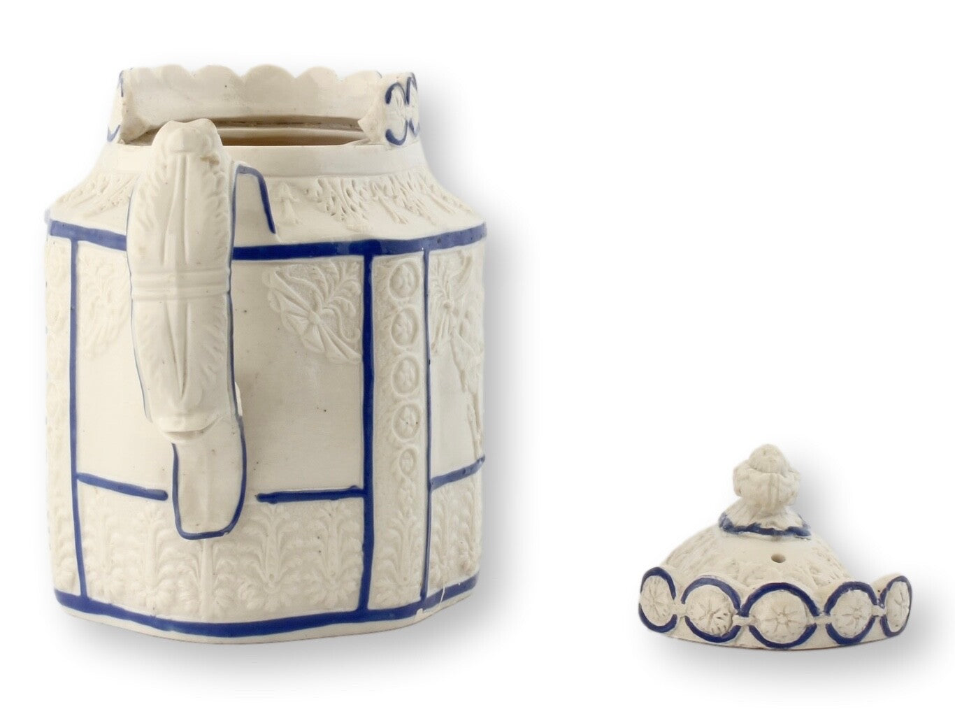 Rare C. 1800 Castleford Teapot w/ American Eagle, Feldspathic Stoneware