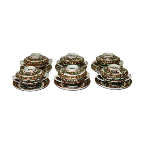 Antique Chinese Hand-Painted Thousand Butterfly Soups, 6 Pcs