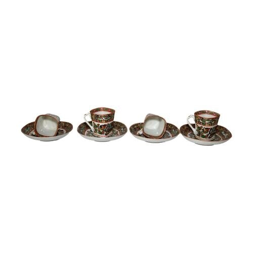 Antique Hand-Painted Porcelain Chinese Thousand Butterfly Espresso Cups