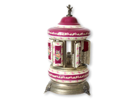 Rare Reuge Porcelain Musical Carousel Cigarette Dispenser
