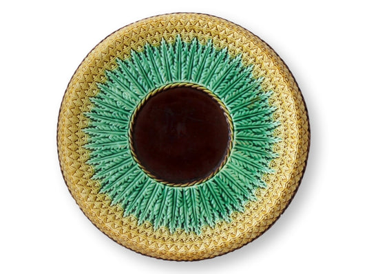 Antique Late 1900s English Majolica Pineapple Bread Plate