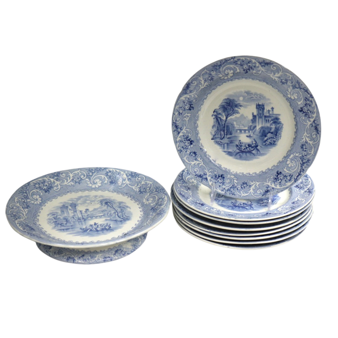C.1870s English Staffordshire Rhine Pattern Serving Set