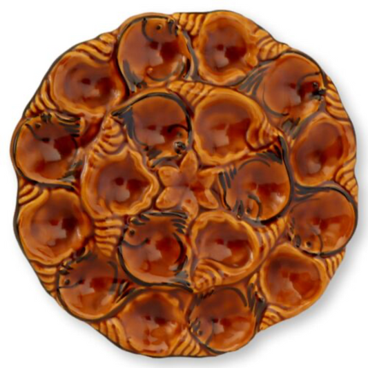 Midcentury Vallauris Majolica Oyster Plate Set w/ Master Platter