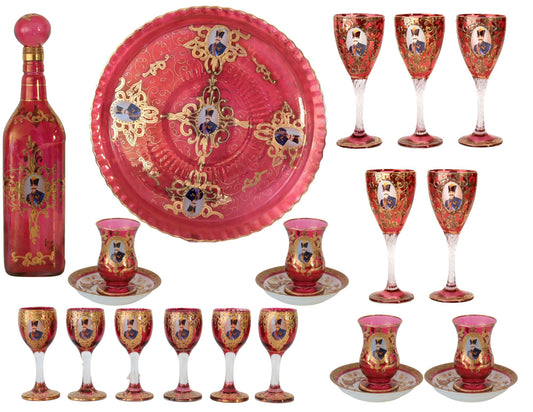 Midcentury Persian Bohemian Glass Beverage Set