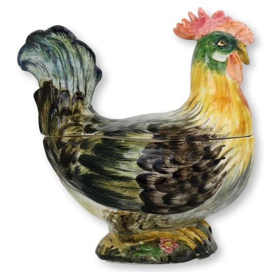 Italian Majolica Faience Rooster Tureen