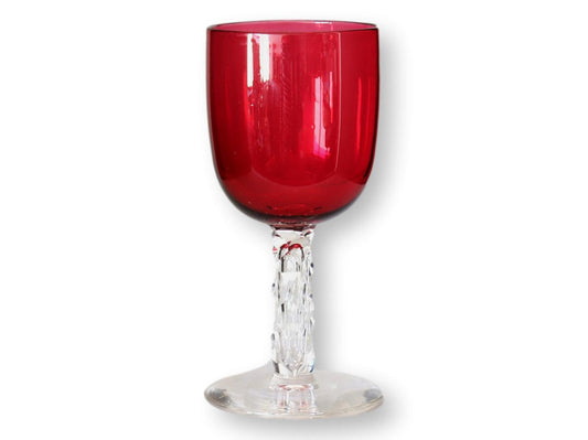 Antique English Faceted Stem Glasses, Set of Six