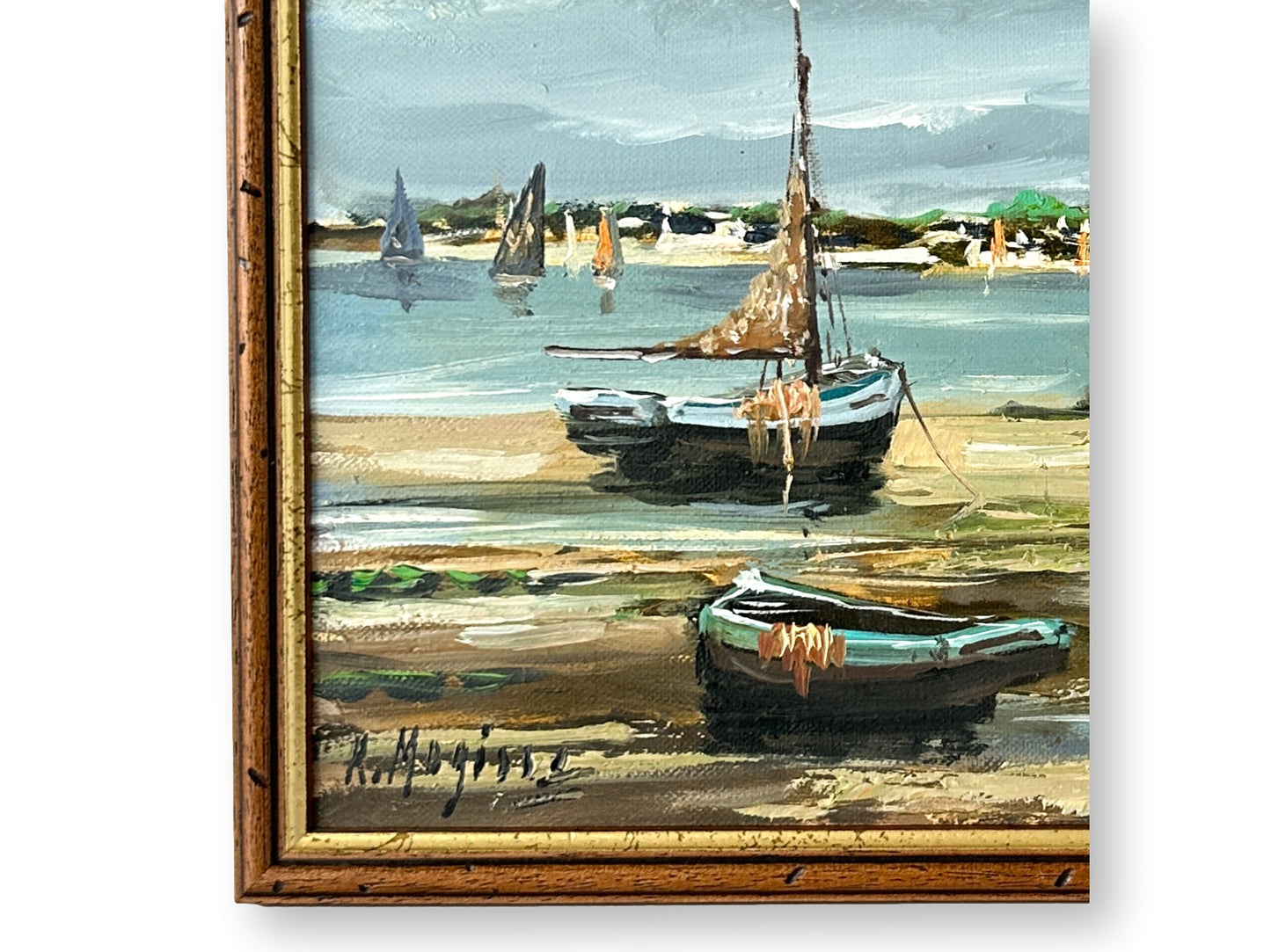 Midcentury French Coastal & Sailboat Painting