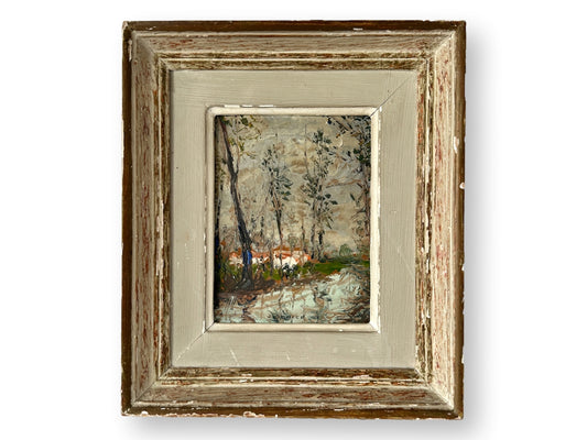 Antique French Rural Scene Abstract Painting