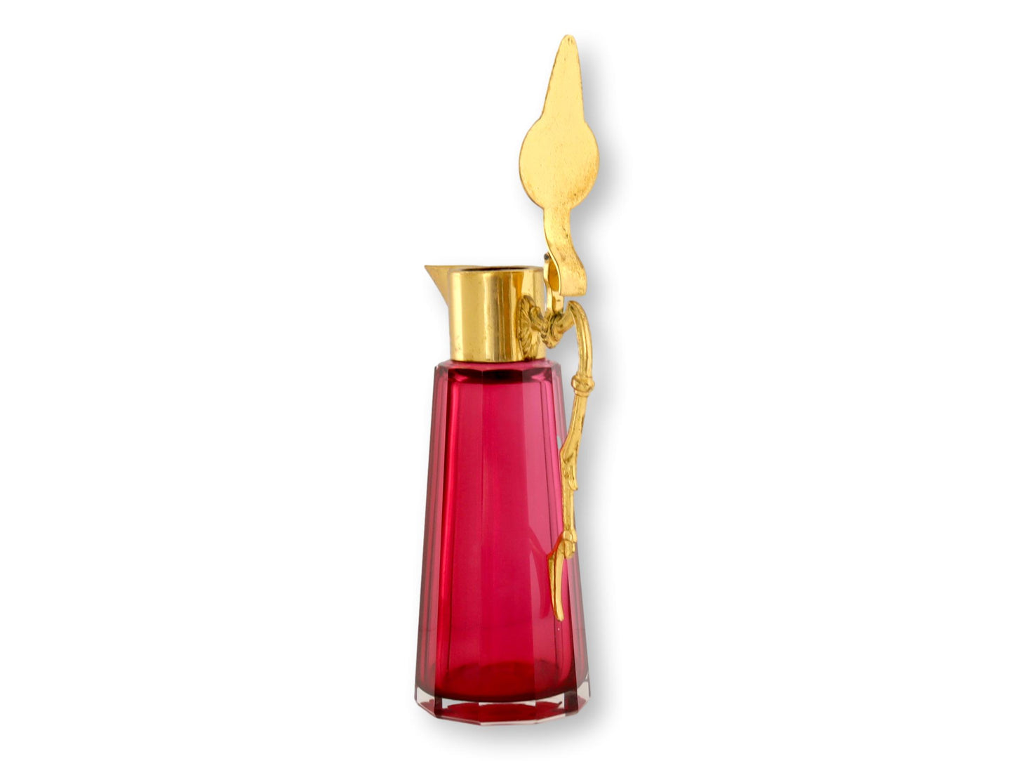 Antique French Gilt & Cranberry Syrup Pitcher