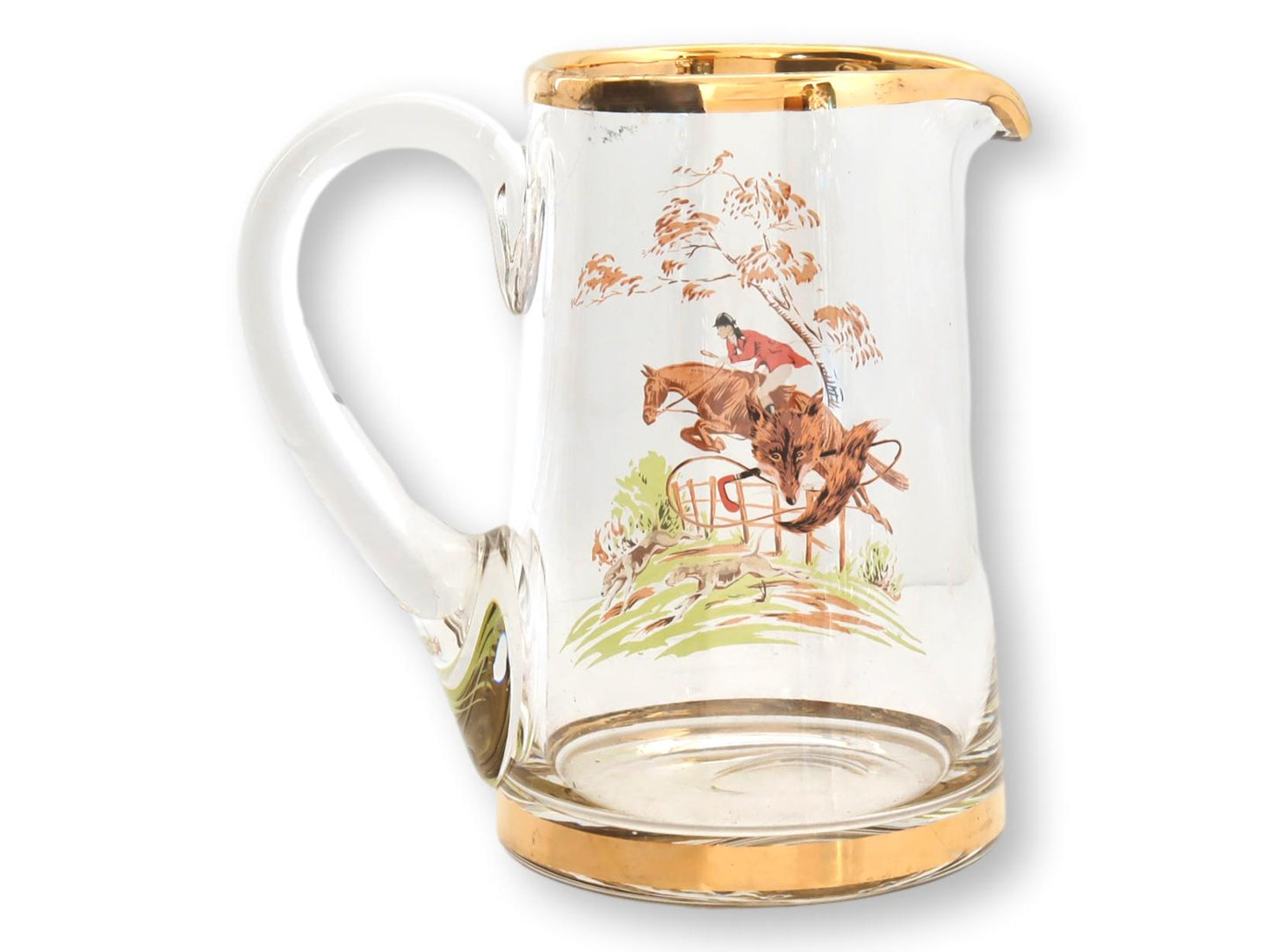 Midcentury Steeple Chase Fox Hunt Beverage Set