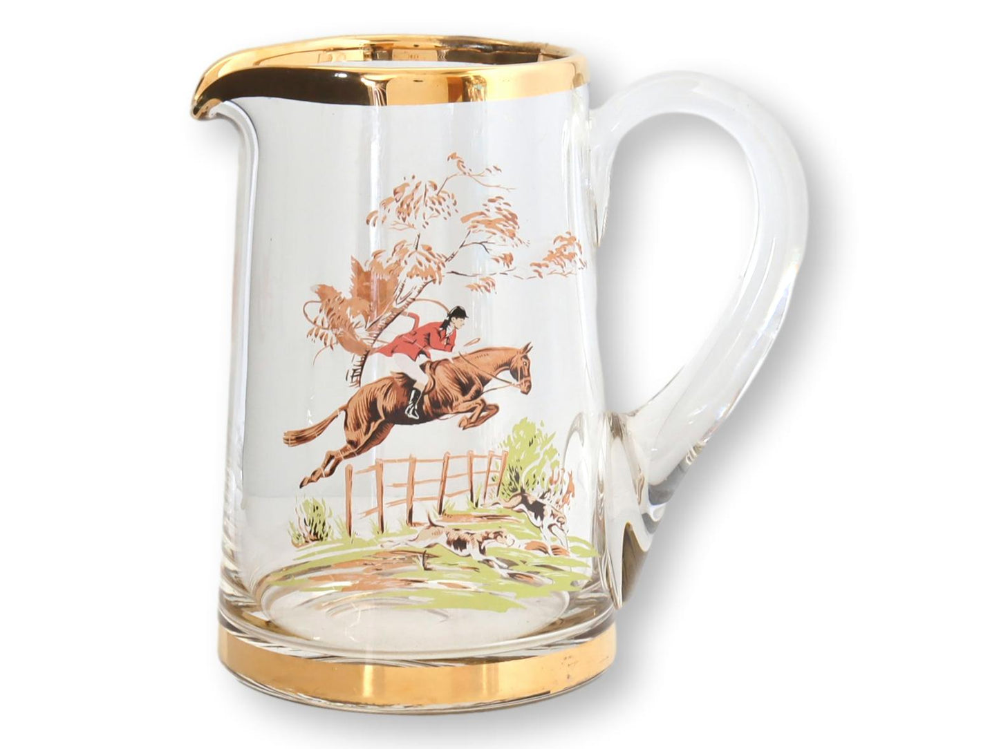Midcentury Steeple Chase Fox Hunt Beverage Set