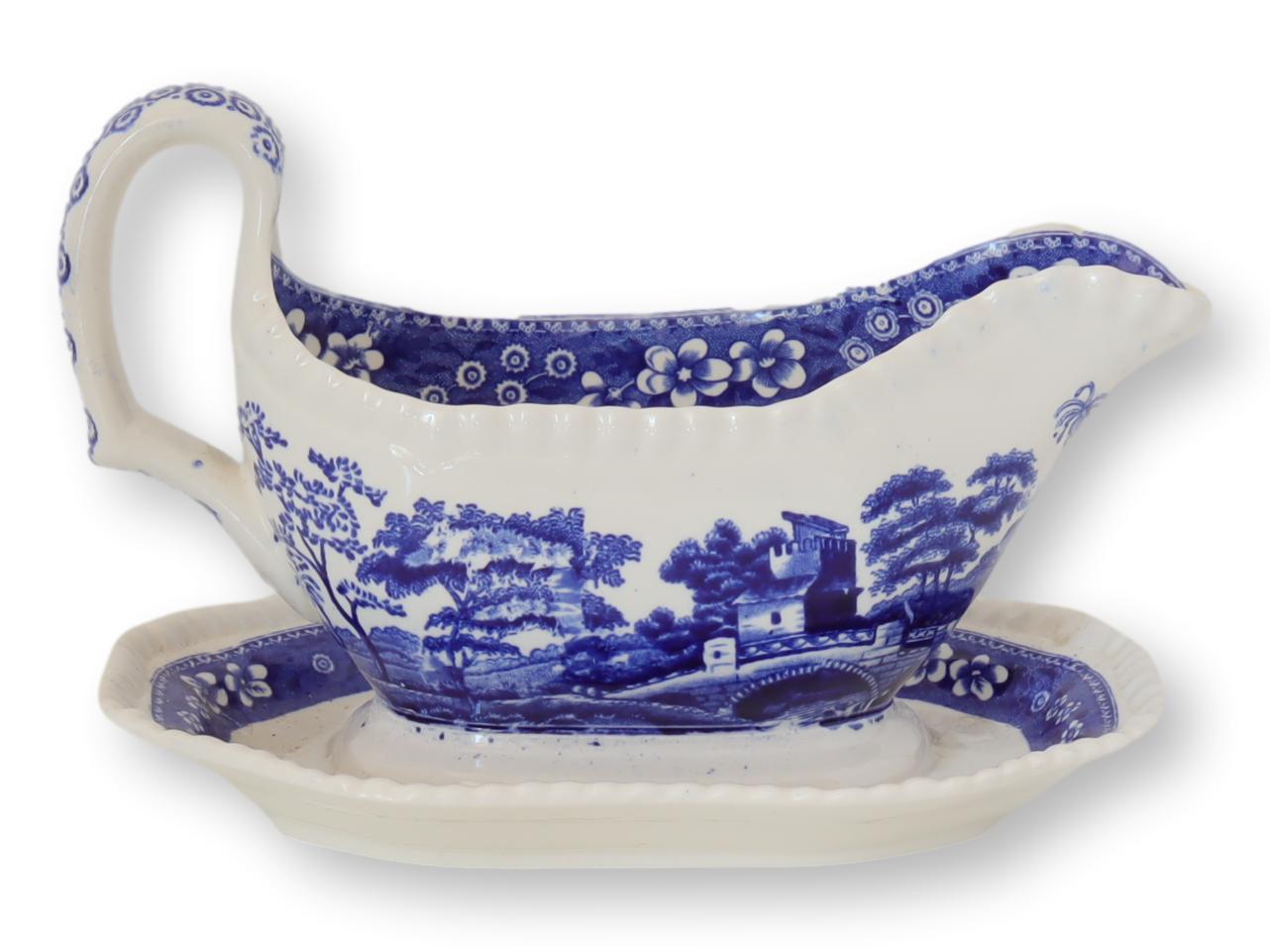 Antique Spode's Tower Meat Platter & Gravy Boat