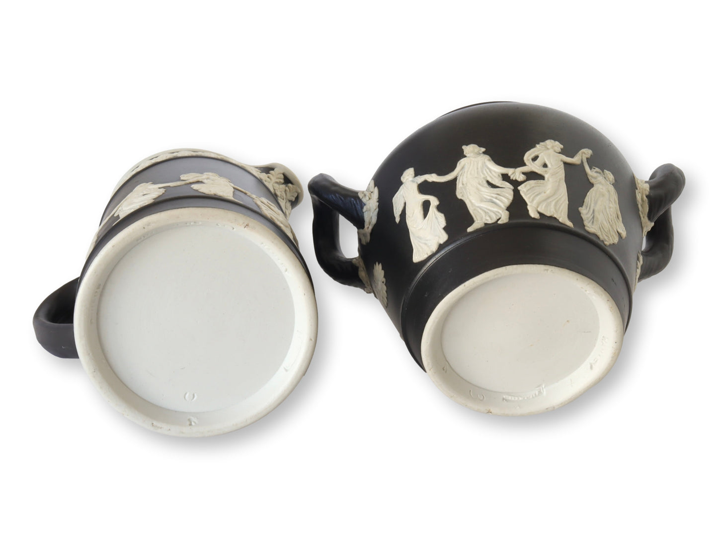 Art Deco Wedgwood Black Jasperware Cream & Sugar