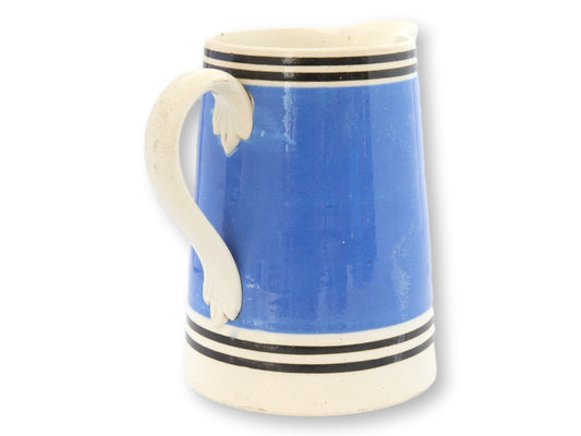 Antique English Banded Mochaware 1 Quart Jug, C. 1860