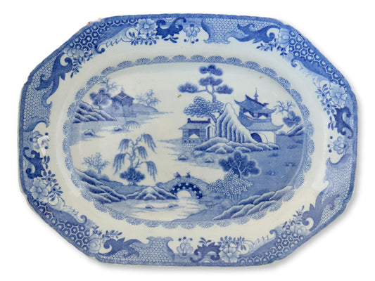 C. 1780 English Pearlware Willow Pattern Platter