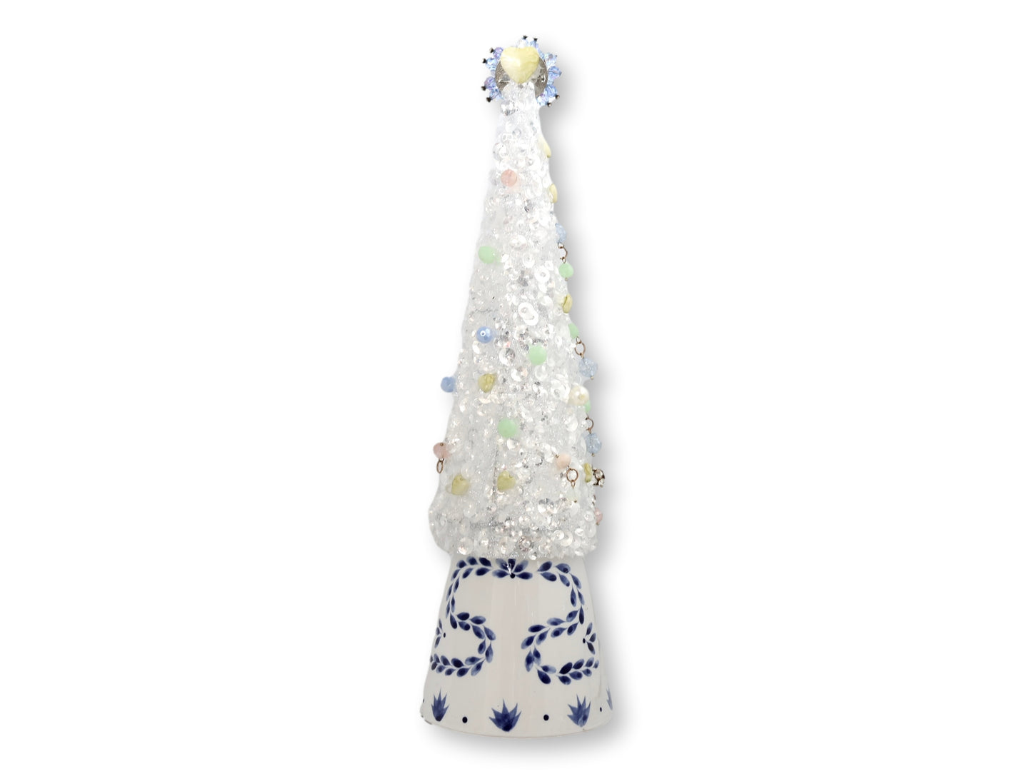 Vintage Rhinestone Holiday Jewelry Tree on Clase Azul Tequila Base