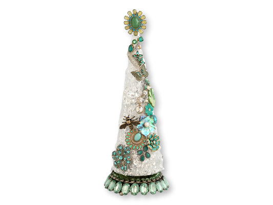 Midcentury Rhinestone Holiday Tree in Teal & Aqua — Tiffany’s Window Glam