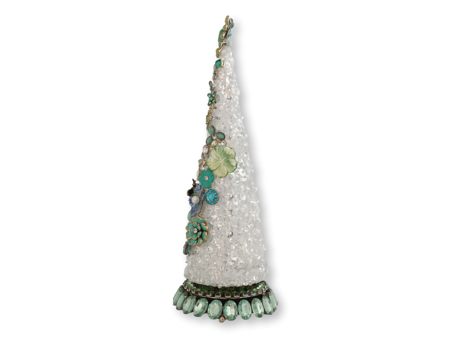 Midcentury Rhinestone Holiday Tree in Teal & Aqua — Tiffany’s Window Glam