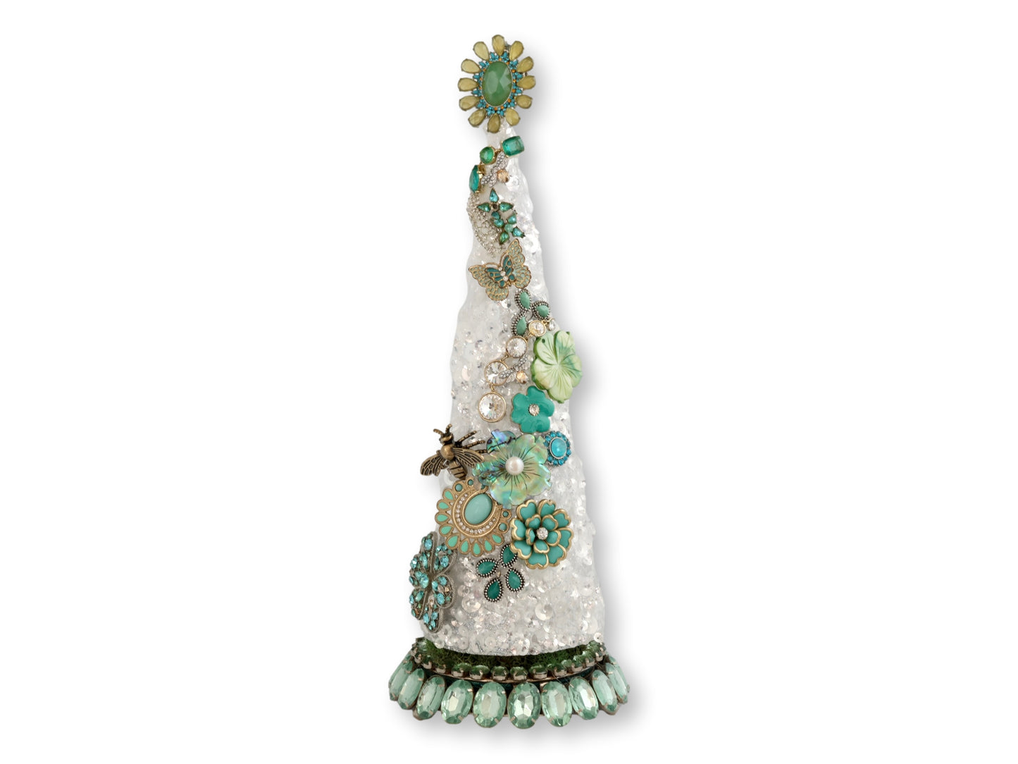 Midcentury Rhinestone Holiday Tree in Teal & Aqua — Tiffany’s Window Glam