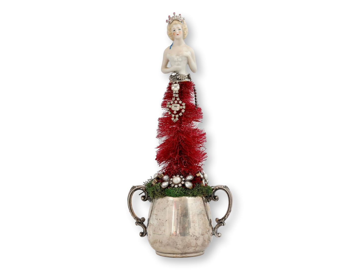 Antique Beauty Queen Jeweled Bottle Brush Tree