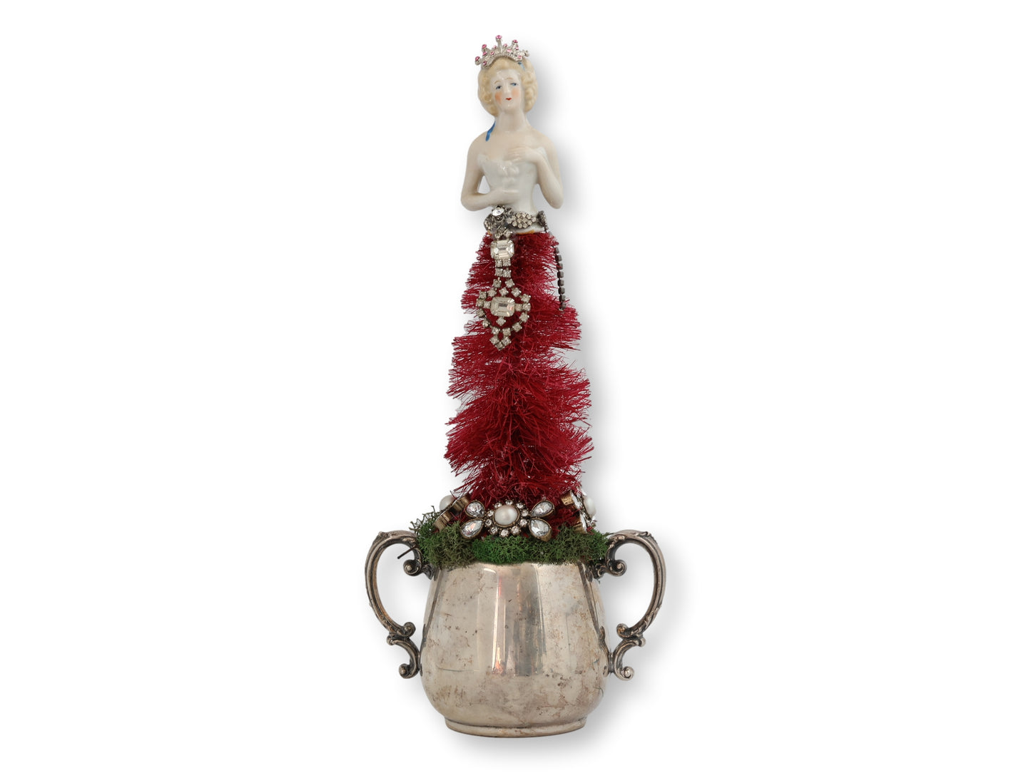 Antique Beauty Queen Jeweled Bottle Brush Tree
