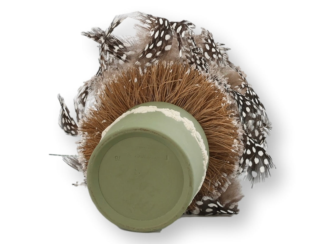 Antique Cabaret Woman Jeweled Feather Skirt Bottle Brush Tree