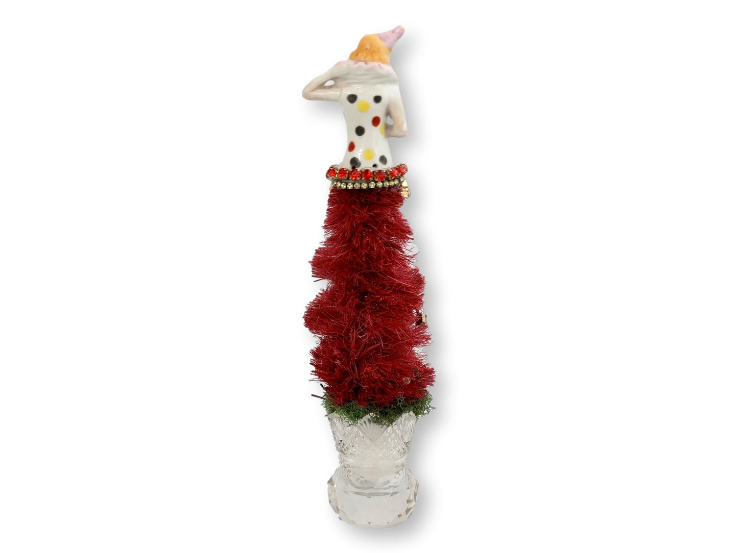 Antique Follies Pierrot Bottle Brush Tree w/ Waterford Base