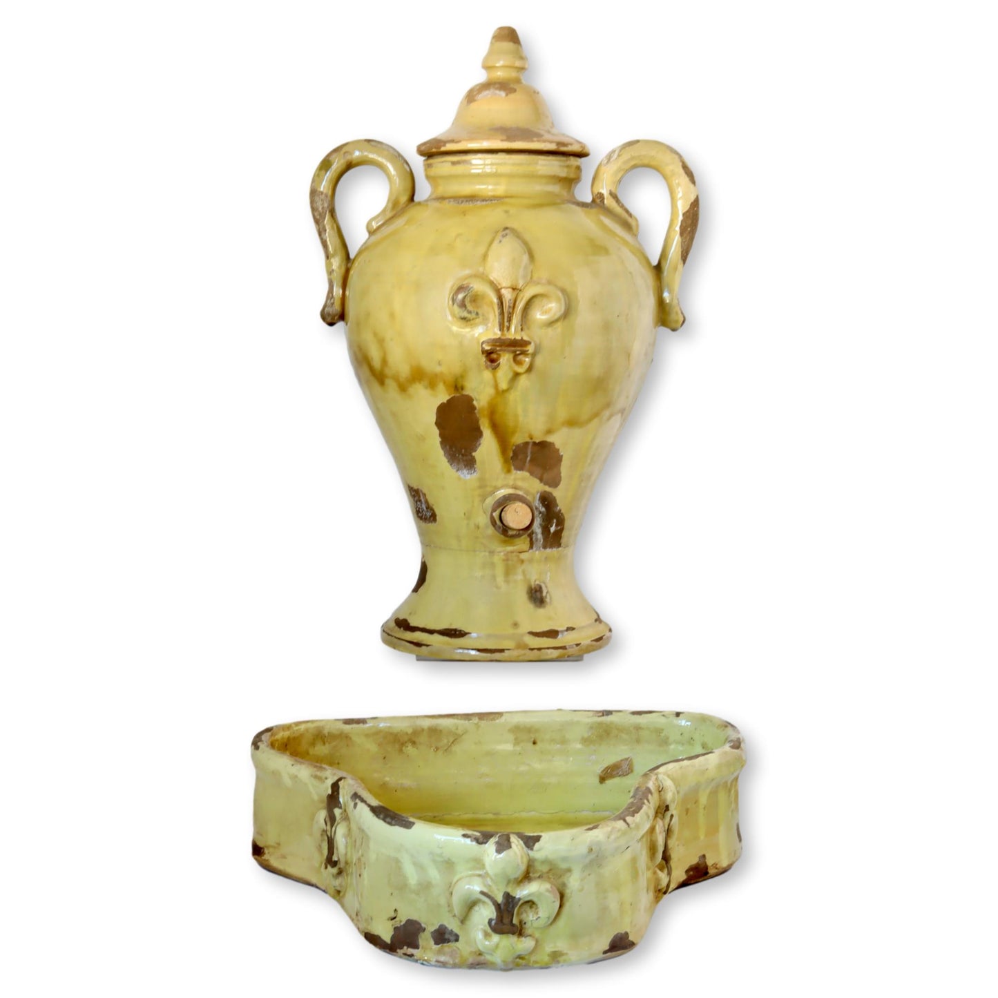 19th-Century Large Antique French Lavabo with Fleur-de-Lis