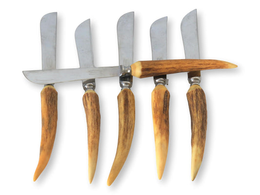 Midcentury German Solingen Stag-Horn Steak Knives, Set of 6