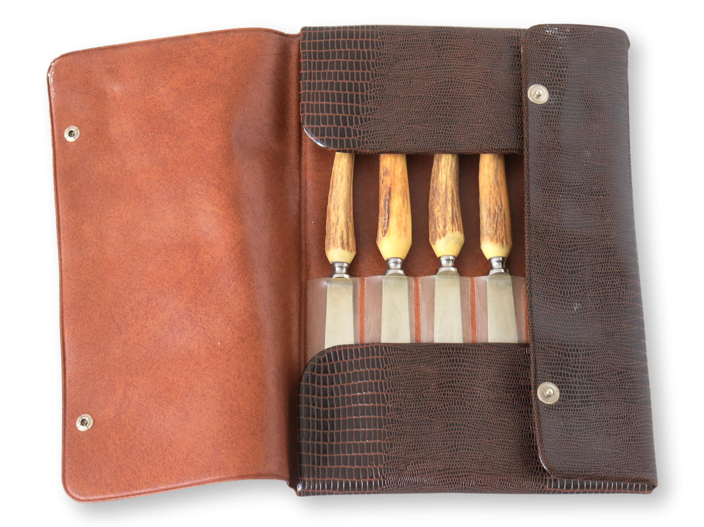 Midcentury German Solingen Stag-Horn Steak Knives, Set of 6