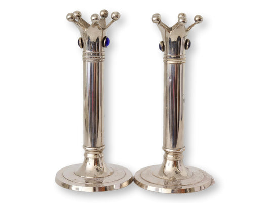English "Crown" Candlesticks w/Cabochon accents