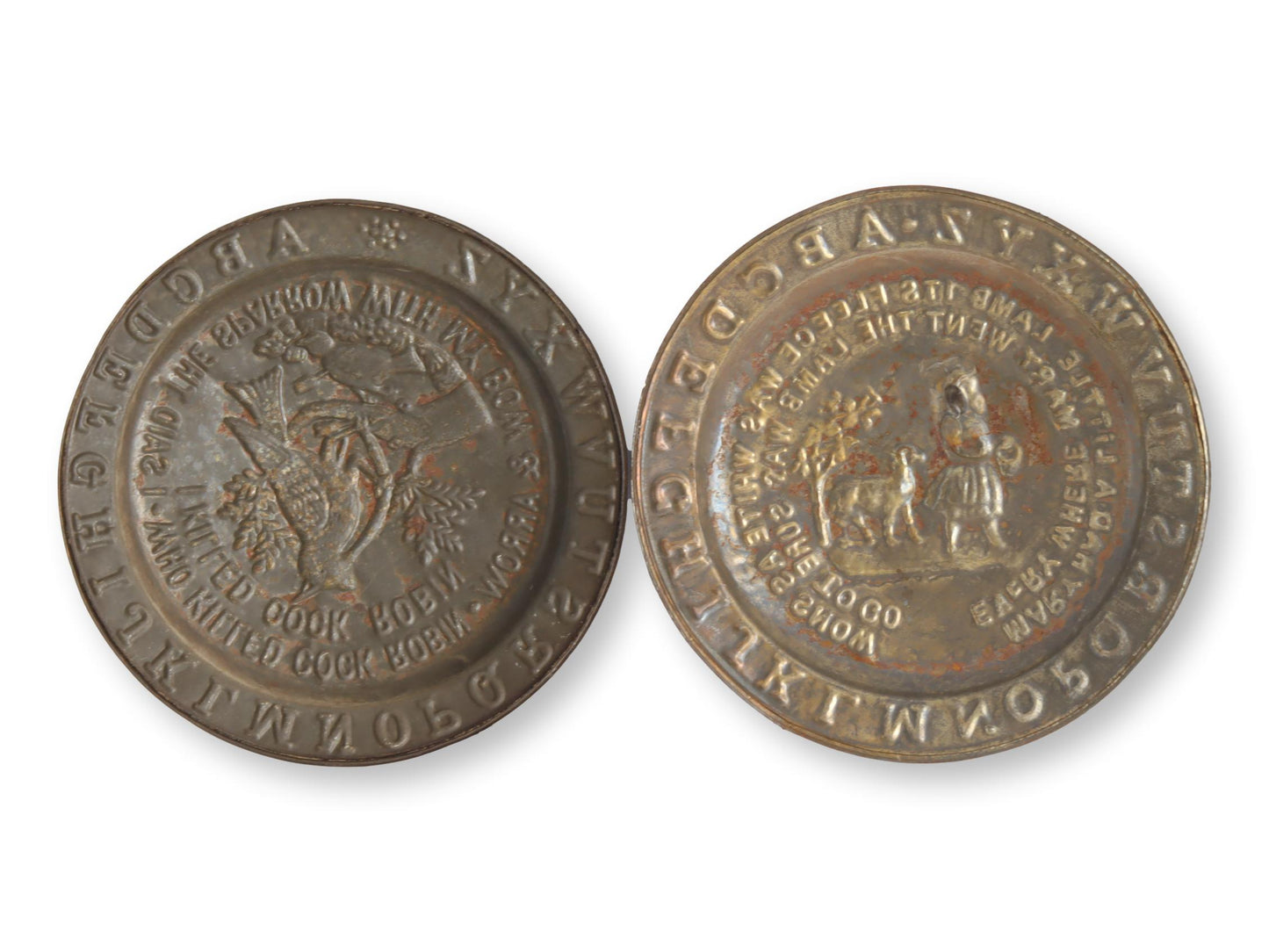 Antique American Tin Child's ABC Plates