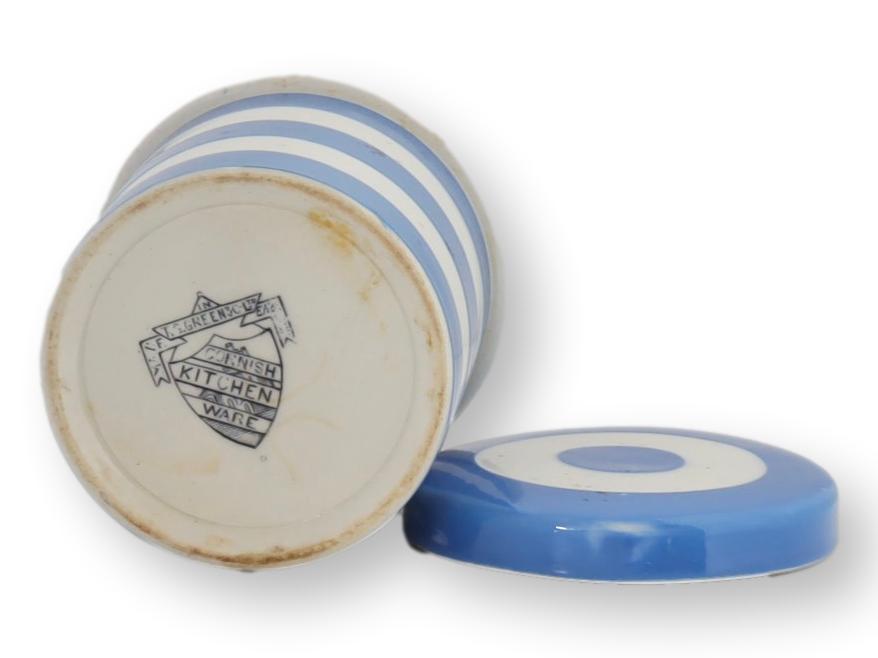 Early 1900s T.G. Green Cornishware "Nutmegs" Canister