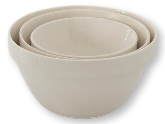 Midcentury English Ironstone White Baking Bowls, Set of 3