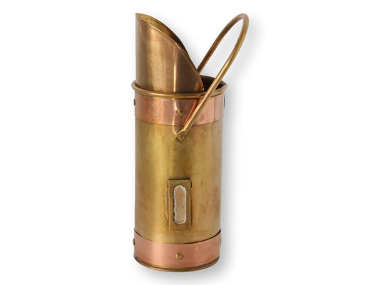Vintage Brass & Copper Match Scuttle W/ Striker