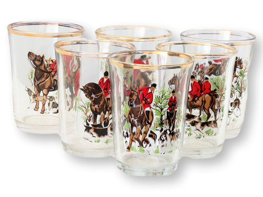 French Steeplechase Fox Hunt Shot Glasses
